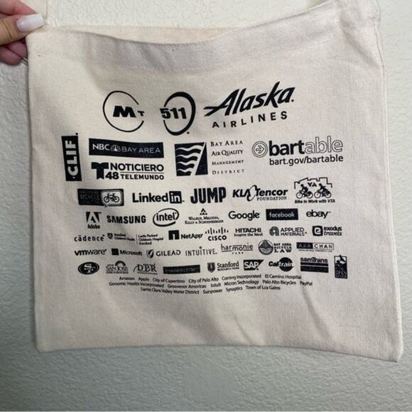 Bay Area California Bike to Work One Shoulder Canvas Tote - Picture 6 of 8